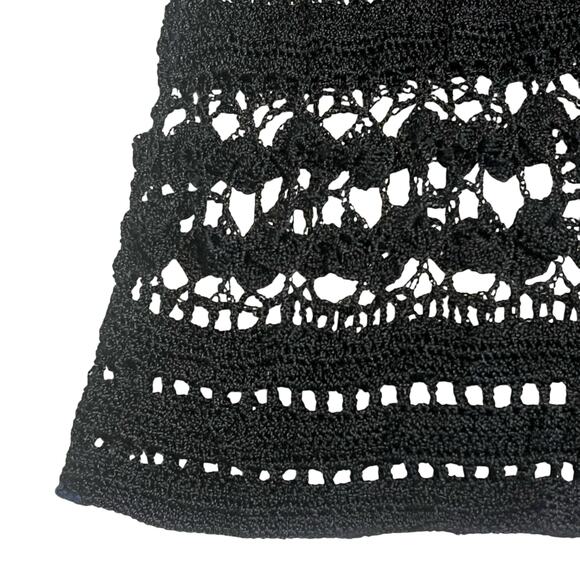 Hugo Buscati Black Crochet Knit Form-Fitting Dress Boho Festival Whimsygoth 90s - Picture 6 of 9